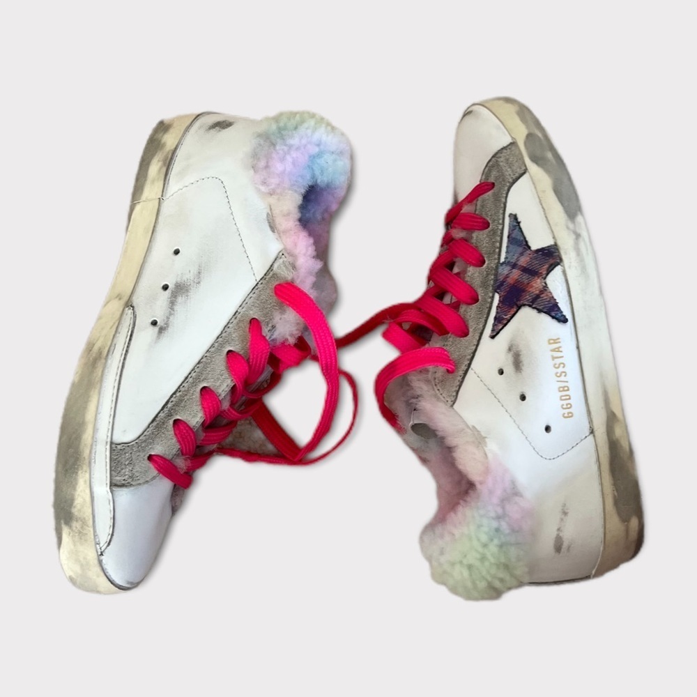 🤩HP‼️GOLDEN GOOSE GGDB Superstar Sneakers Leather Shearling shoes sherpa pink - Picture 11 of 11